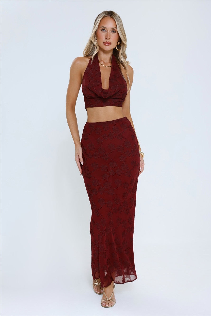 She's The Flame Maxi Skirt Wine