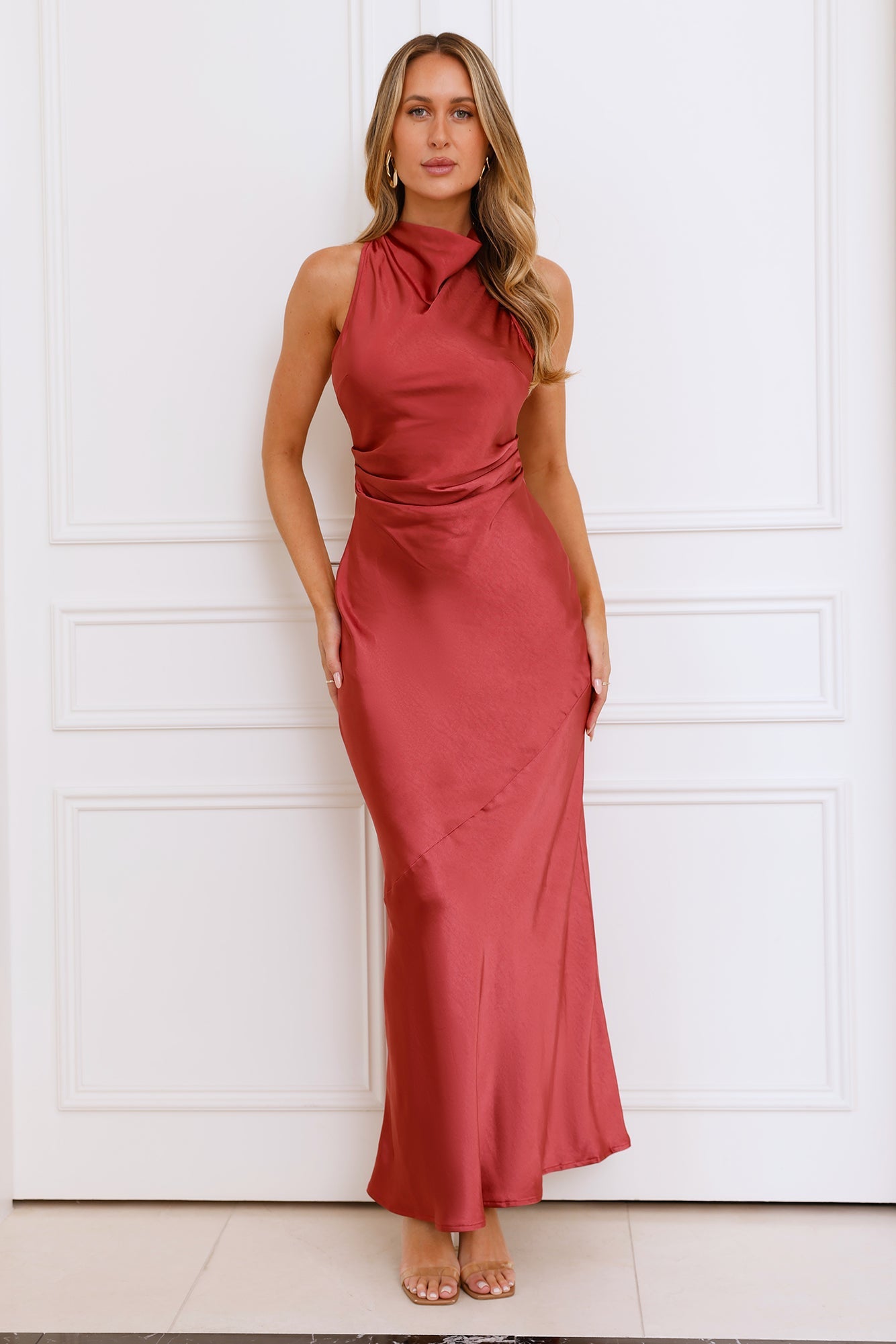 Eden Satin Maxi Dress Rose
