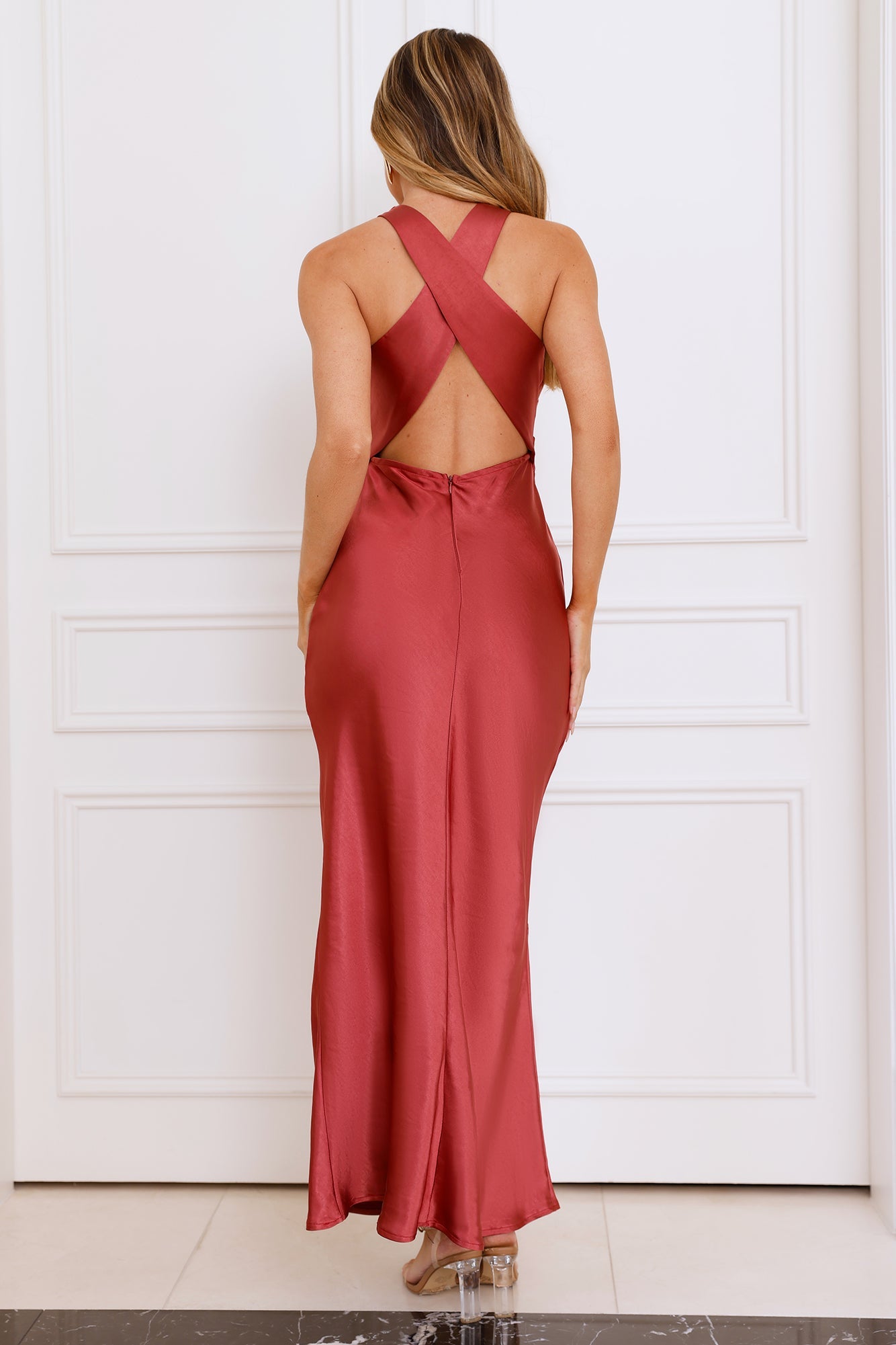Eden Satin Maxi Dress Rose