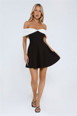 Black Tie Brilliance Off Shoulder Faux Fur Mini Dress Black