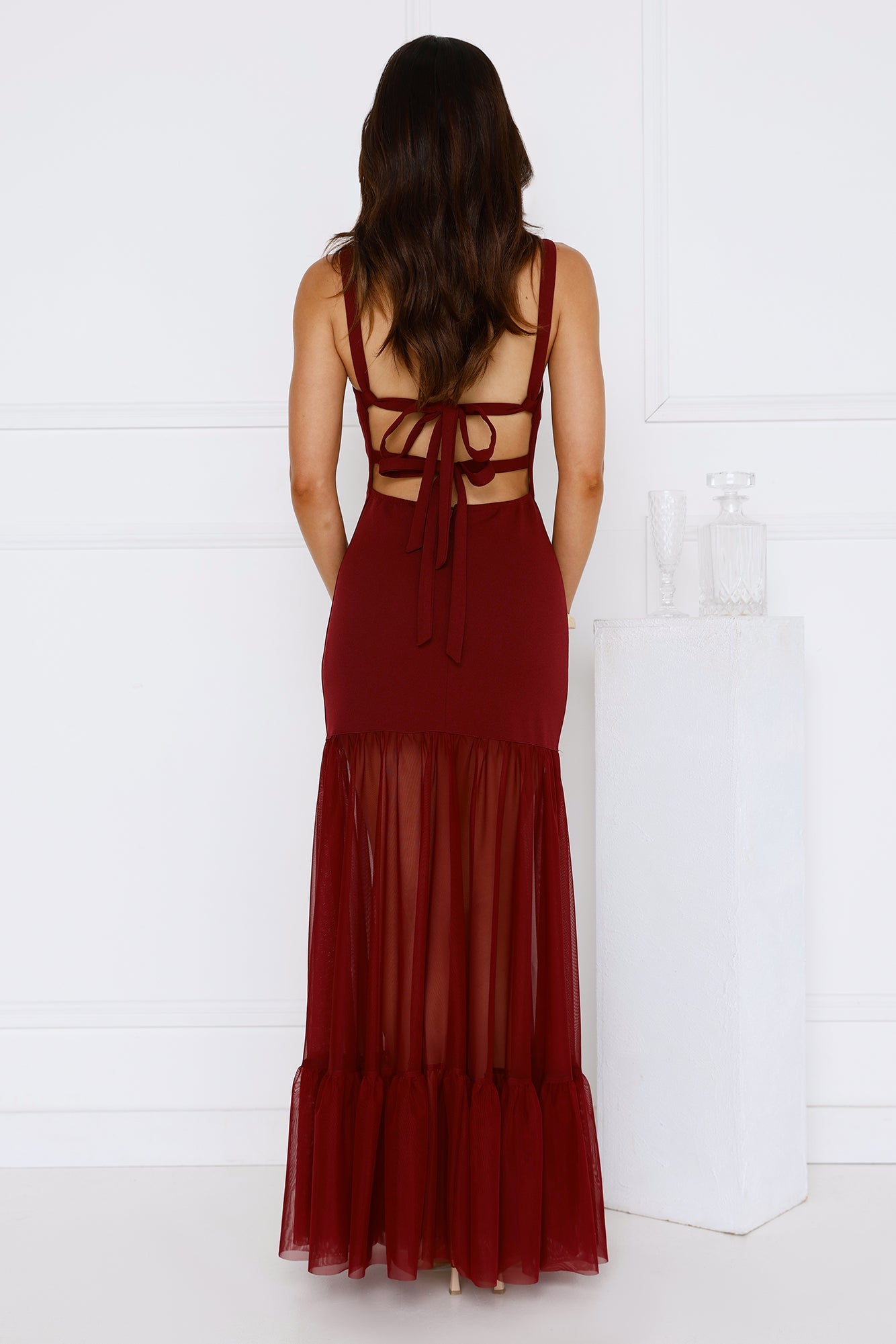 Chic Whispers Maxi Dress Burgundy