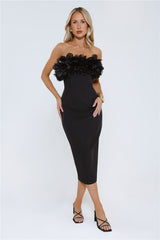 Black Tie Rendezvous Strapless Midi Dress Black