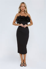 Black Tie Rendezvous Strapless Midi Dress Black