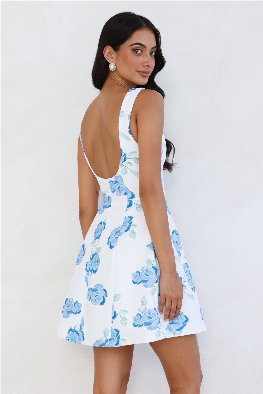 Rosy Horizon Mini Dress Blue