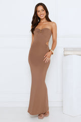 Dress To Captivate Strapless Maxi Dress Brown