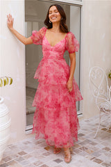 Enchanted Castle Midi Dress Pink