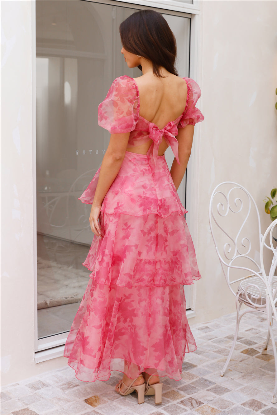 Enchanted Castle Midi Dress Pink