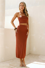 Secret Kisses Knit Maxi Skirt Clay