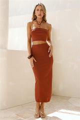 Secret Kisses Knit Maxi Skirt Clay