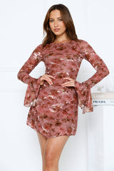 Honey Star Long Sleeve Maxi Dress Rust