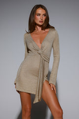 Aurora Luxe  Long Sleeve Mini Dress Gold